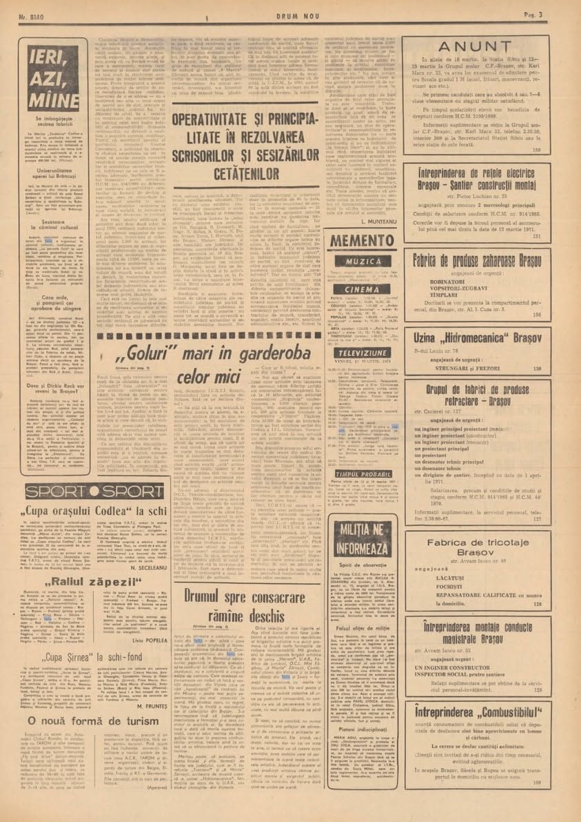 O amintire dragă: Şezătoare la căminul cultural din Teliu în 1971