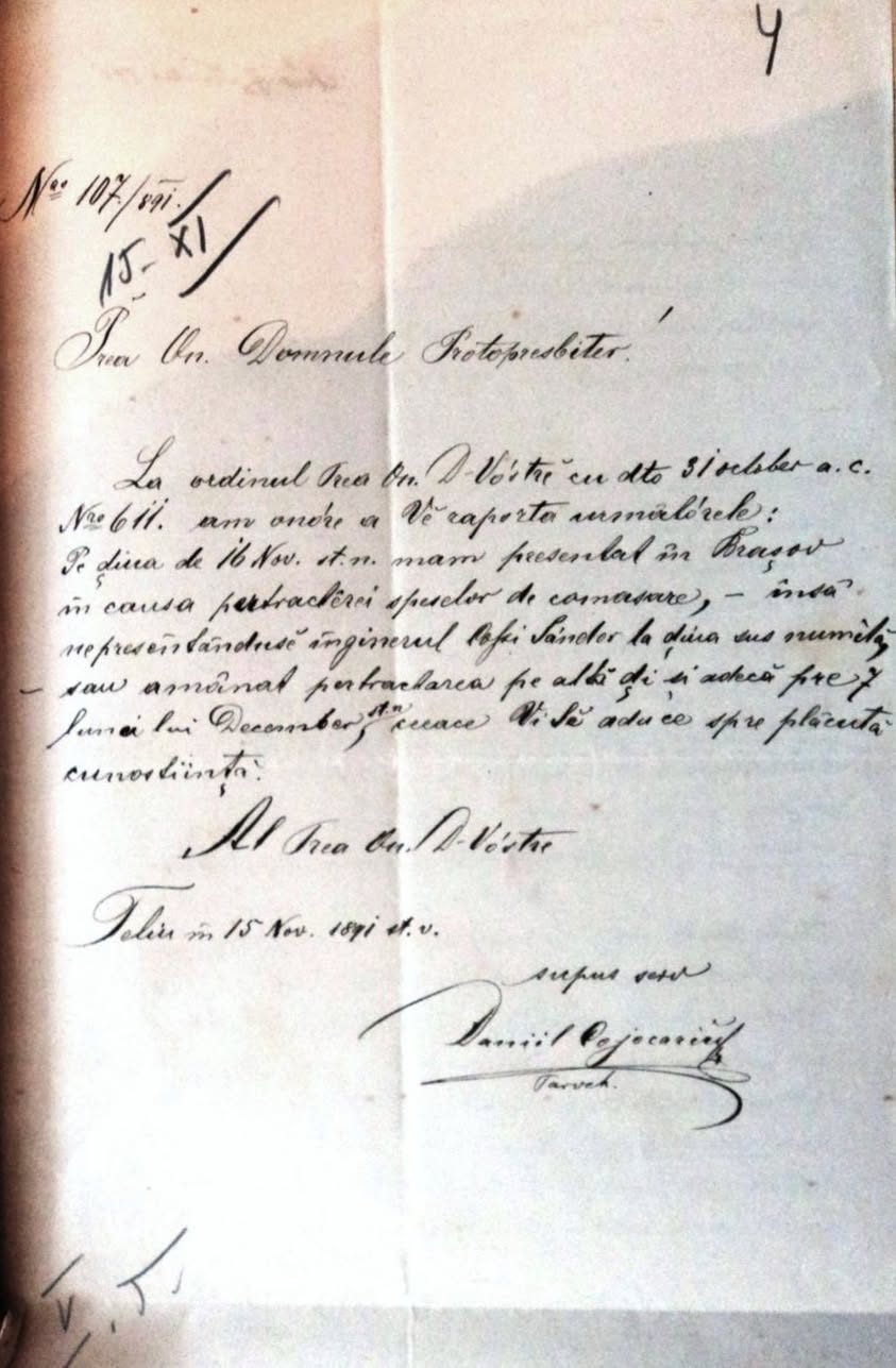Amânarea dezbaterii privind comasarea – Teliu, 1891