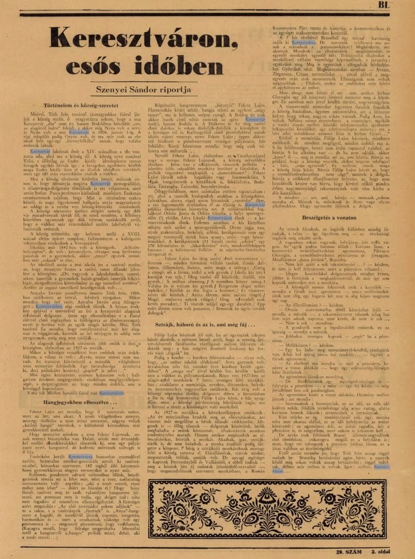 O fereastră spre trecut: Teliu în 1971 – Reportaj istoric dintr-un ziar maghiar
