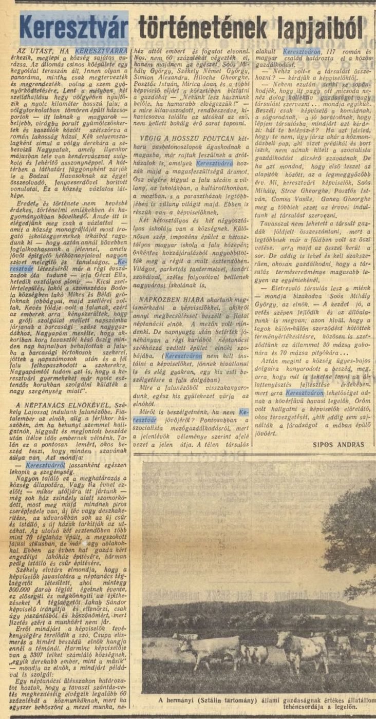 O pagină din istoria Teliului – articol dintr-un ziar maghiar din 1958 — fotografia 2