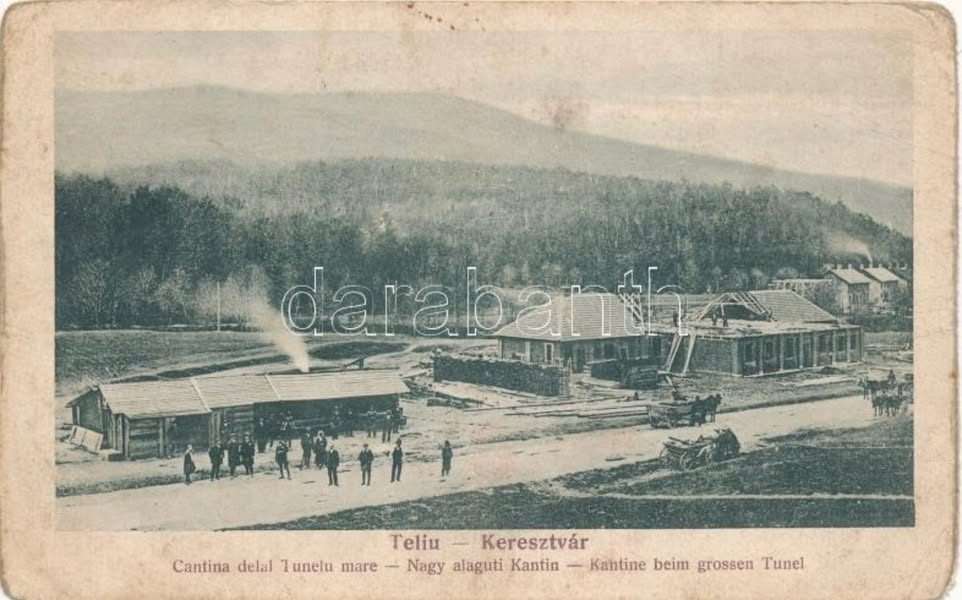 Imagine rară din perioada construcției tunelului de la Teliu – începutul secolului XX