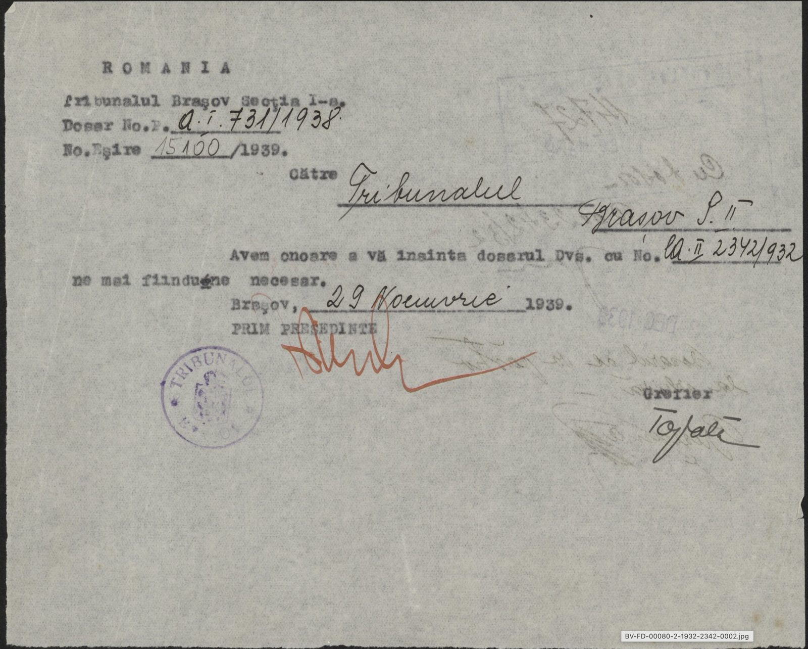 Fila 2 din dosarul C.II 2342/1932