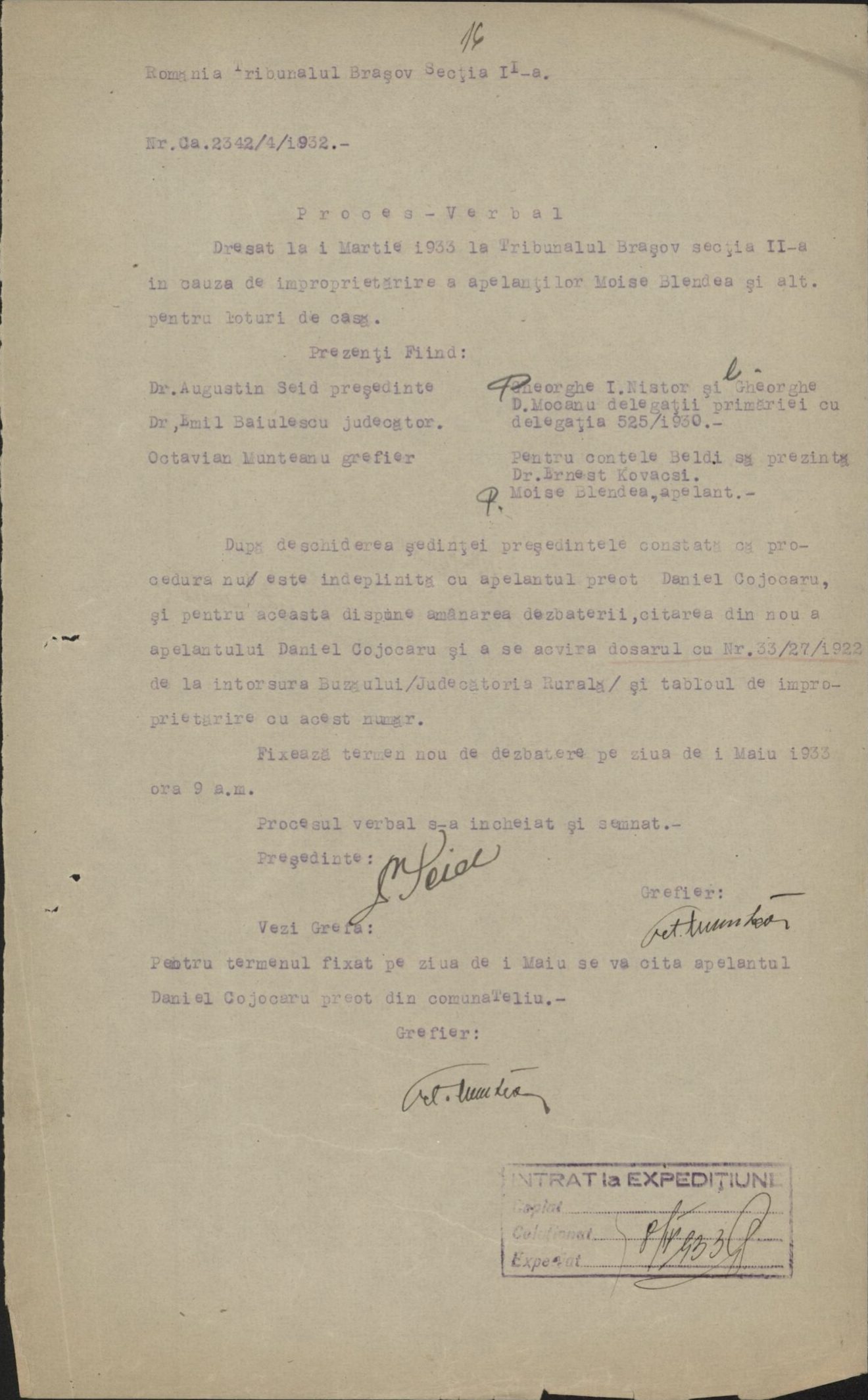 Fila 22 din dosarul C.II 2342/1932