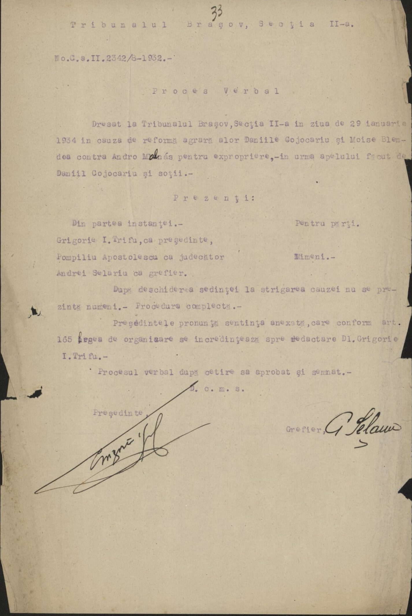 Fila 46 din dosarul C.II 2342/1932