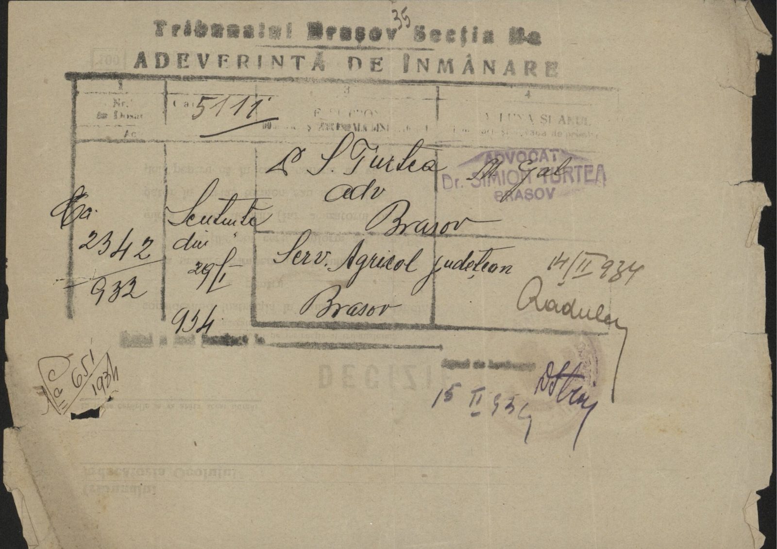 Fila 49 din dosarul C.II 2342/1932